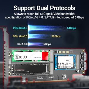 JEYI NVMe NGFF 및 mSATA SSD PCIe 4.0/3.0 어댑터 카드, 3 in 1 M.2 NVME-PCIE/M.2 III/mSATA-SATA 변환