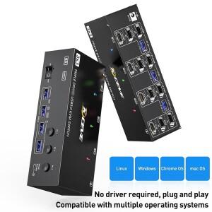 KCEVE KVM303DH 스위처 HDMI KVM 3 in out 8K@60Hz 4K@144Hz 트리플 모니터 USB 3.0 키보드 마우스 프린터