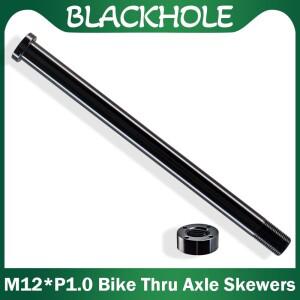 P1.0*M12 자전거 포크 프레임 스루 액슬 꼬치 12mm 바퀴 허브 퀵 릴리스 MTB 도로 샤프트 너트 부품