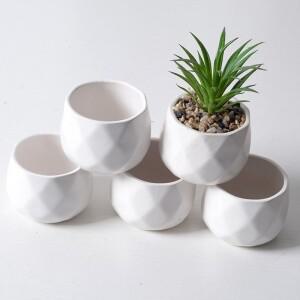 6pcs 크리 에이 티브 세라믹 화분 간단한 다육 식물 컨테이너 녹색 작은 분재 냄비 홈 인테리어