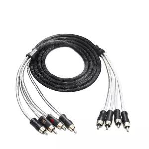 리코일 PCI46 프리미엄 100 무산소 구리 6피트 4채널 RCA 오디오 인터커넥트 케이블 4X 남성 대 이중 차폐