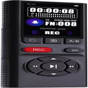 64GB Jaswill 디지털 음성 녹음기 재생 가능한 롱 배터리 2인치 화면 MP3 오디오 녹음 회의 강의 및