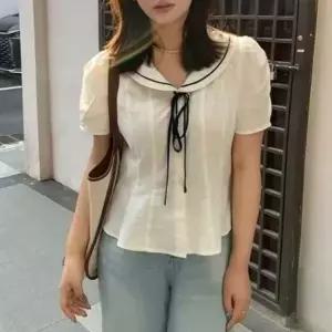 세일러 카라 리본 블라우스
