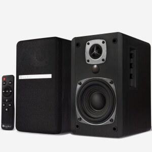 SINGING WOOD BT27 액티브 파워 블루투스 RMS 목재 하이파이 있는 스피커 스튜디오 PC 60W TV 블랙 턴테이블용 책장 리모컨이 인클로저 모니터