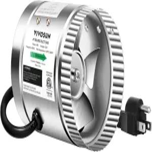 VIVOSUN 4인치 인라인 덕트 팬 100 CFM 지하실 욕실 주방 및 다락방을 위한 저소음 HVAC 배기 환기 실버