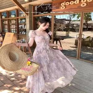 여성용 원피스 여름 트렌디 쉬폰 보카시 아이템 롱스커트 HT2