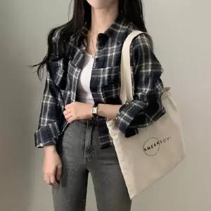 캐주얼 4여성 패턴 숙 LKS020 난방 남방 플란넬 숙 남자남방 블라우스 대문자
