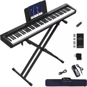 스탠드 내장 스피커 서스테인 페달 블루투스 MIDI/USB/MIC를 갖춘 KONIX 디지털 피아노 88 키 풀사이즈