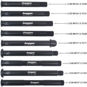 HEPPE 자전거 스루 액슬 15x100/110 프론트 포크 샤프트 꼬치 팻 15x142/148 M12xP1.5 MTB 퀵 릴리스