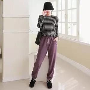 [라일리여성의류] Rly 발목 밴딩 면바지 배기바지 스판 캐쥬얼 일자 면 49599376)