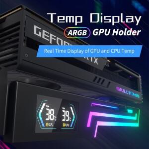 Power Train Z-X6 온도 디스플레이 그래픽 카드 브래킷 5V 3PIN ARGB AURA SYNC VGA 홀더 높이 조절 가능