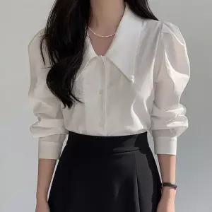 [라일리여성의류] Rly 여자 빅카라 퍼프 데일리 블라우스 셔츠