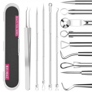 5PCS 블랙헤드 도구 추출기 스테인리스 포퍼 코메돈 리무버 핀셋 여드름 키트 커브드