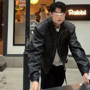 블랙 남성패션 항공 점퍼 크린핏 패드 숄더 시크 하이 스트리트 쇼트 라이더 자켓 DL5