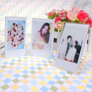 아크릴 미니 사진 프레임 홀더 서 랙 지우기 선반 홈 침실 기숙사 사무실 데스크탑 장식
