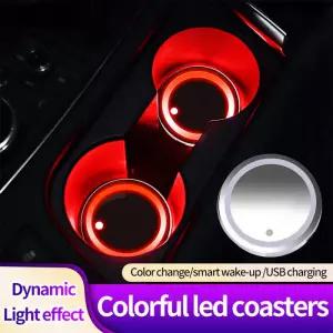 7가지 색상 자동차 컵홀더용 점진적 호흡 네온 램프 LED 라이트 매트 병 조명 센서 분위기 액세서리