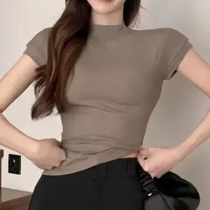 [라일리여성의류] Rly 반폴라 여름 여성 무지 베이직 슬림핏 데일리 반