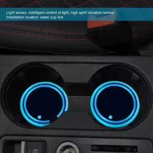 LED 자동차 컵홀더 7색 미끄럼 방지 코스터 색상 변경 조명 장식용 앰비언트 패드 USB 충전 발광