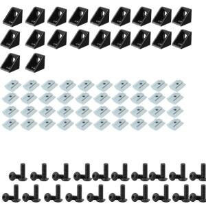 3030 알루미늄 프로파일 커넥터 세트 20pcs 코너 브래킷 + M6x12mm 육각 소켓 캡 20 시리즈 M6 T-슬롯 너