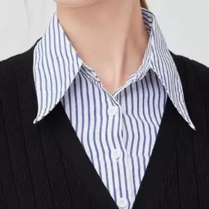 [라일리여성의류] Rly 카라 레이어드 셔츠 스트라이프 줄무늬 셔츠 페이