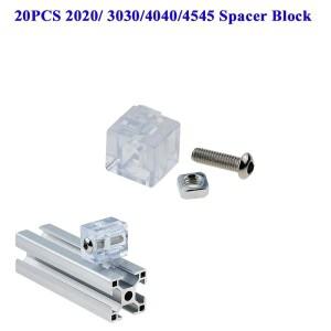 20PCS 알루미늄 프로파일 투명 고무 입자 패스너 2020/3030/4040/4545 스페이서 블록 커넥터 장착