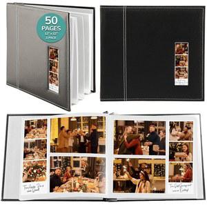 PBF 스크랩북 사진 앨범 12x12, 삽입이 포함된 방명록, 플라스틱 슬리브 및 화이트 페이지가 블랙 스크랩북, 모든 크기의 사진을 위한 앨범, 메모리북, 웨딩