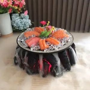 드라이아이스 흑화산 일본 숯 접시 예술 모양