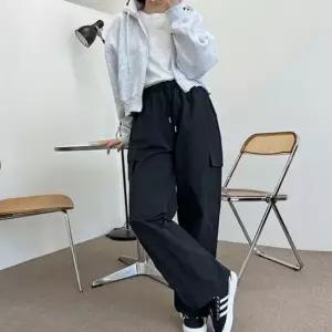 [라일리여성의류] Rly 나일론 여자 카고 팬츠 데일리 여성 와이드 팬츠 49601239)
