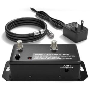 THE CIMPLE CO 동축 TV 안테나 부스터 앰프 게인 24DB 신호 FM 조절 UHF 케이블이 분포 1000MHZ 키트 ATSC VHF 디지털 실내만 RG6 있는 NTSC 가능한 사용