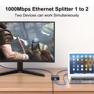 1~ 2 1000M Rj45 분배기 기가비트 이더넷 어댑터 인터넷 네트워크 케이블 확장기 커넥터 PC TV 박스 라우