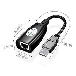 RJ45 LAN 네트워크 이더넷 리피터 케이블, USB 2.0 익스텐션 어댑터, CAT5, 6 사용, 최대 150ft