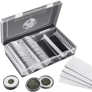MUDOR 41mm 동전 홀더 폼 개스킷이 포함된 실버 달러 캡슐 60개 코인 컬렉션용 전문 보관 케이스 상자