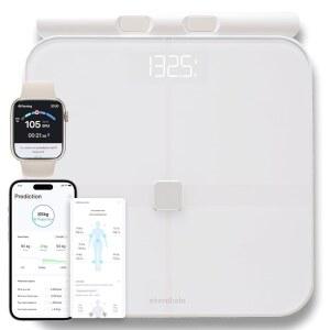 EXERSCALE AI 스마트 체중계 체중 예측 음식 고정밀 근육량 있는 화이트 분석기 디지털 운동 BMI 8개의 전극이 체지방 제작 EXERCHAIN 블루투스 추적