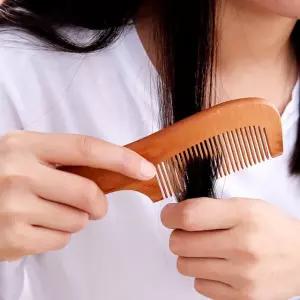 우드 휴대용 헤어빗 복숭아나무 정전기방지 마사지 두피케어 빗