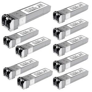 10팩 10GBase-SR SFP+ 모듈 멀티모드 LC 이더넷 트랜시버 10G 850nm MMF 최대 400m Cisco SFP-10G-SR Meraki Ubiquiti UF-MM-10G Mikrotik Netgear TP-Link Aruba 등과 호환 가능