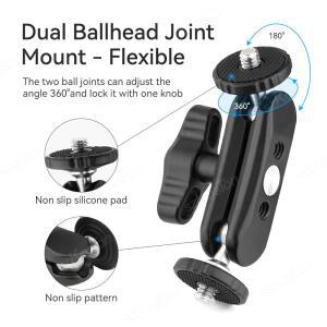360도 금속 슈퍼 클램프 ° DSLR 카메라 모니터용 1/4인치 3/8인치 구멍 볼 헤드 매직 암 LED 라이트 마이