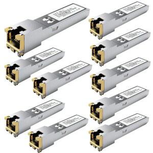10PCS SFP to RJ45 구리 모듈 1000Base-T 기가비트 이더넷 트랜시버 - Cisco Meraki Ubiquiti D-Link TP-Link Supermicro Netgear MikroTik S-RJ01 1.25G SFP-T 최대 100m 호환