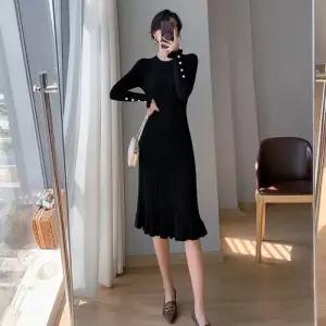 마르소 여친 치마 니트 가을 이너 크로스 프릴 시폰 프렌치 쉬폰 하프코트 머메이드 UNO3