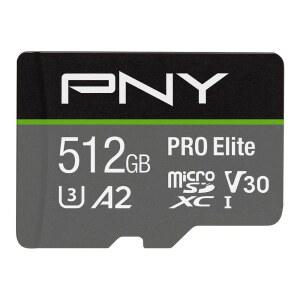 PNY P-SDUX51200U3100PRO-GE 512GB PRO 엘리트 클래스 10 U3 V30 microSDXC 플래시 메모리 카드 - 100MB /s A2 4K UHD 풀 HD UHS-I 마이크로 SD