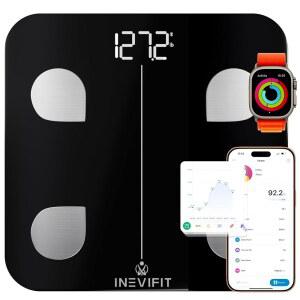 INEVIFIT 스마트 체지방 저울 매우 정확한 체중 블루투스 지방 질량 측정 분석기 욕실 체성분 근육 디지털 내장 무제한 체지방 사용자용