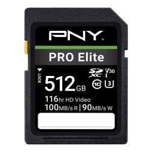 PNY 512GB PRO 엘리트 클래스 10 U3 V30 SDXC 플래시 메모리 카드 - 100MB/s 4K UHD 풀 HD UHS-I 사이즈 SD