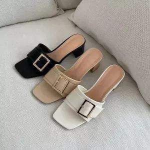 [guide] 여성용 슬리퍼 버클장식 펌프스 미들굽 굽5.7cm