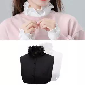보온 목 카라 레이스 스타일 페이크 레이어드 Nnj9+5bsZ