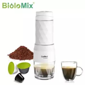 BioloMix 휴대용 커피 메이커 에스프레소 머신 핸드 프레스 캡슐 그라운드 브루어 여행 및 피크닉