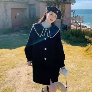 모직 여성 추동 칼라 배색 루즈핏 코트 원템3