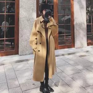 여성용 베이지 롱 모직 겨울 시크 더블 코트 원템3
