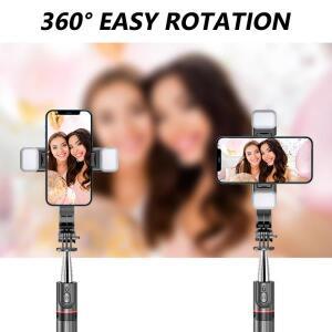 L13D Selfie 스틱 1160mm 무선 블루투스 더블 필 라이트 안드로이드 호환 IOS 핸드폰 용 원격 셔터 확장 삼