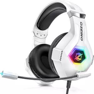 노이즈 캔슬링 마이크가 장착된 7.1 서라운드 사운드 게이밍 헤드폰 스위치용 LED 라이트 오버 이어 Xbox