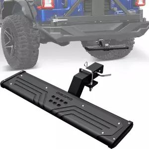 트럭/자동차/SUV 차량용 OEDRO 알루미늄 견인 히치 스텝 2인치 리시버 리어 범퍼 가드 프로텍터 블랙