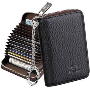 FURART 지퍼 지갑 여성용 RFID 차단 사이즈 지갑 홀더 키체인 신용 명함 컴팩트 카드